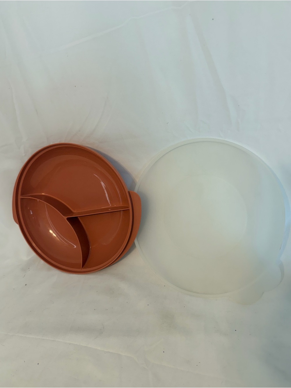 Vintage Tupperware Dusty Rose Divided Microwaveable Plate W/ Lid 2604B & 230-15